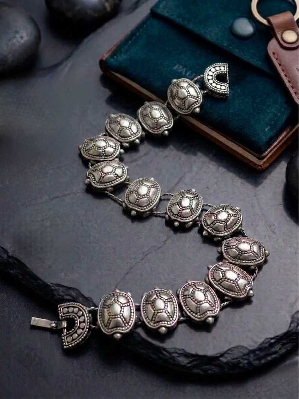 Vintage 90s Heavy Geometric "Turtle Shell" Link Bracelet
